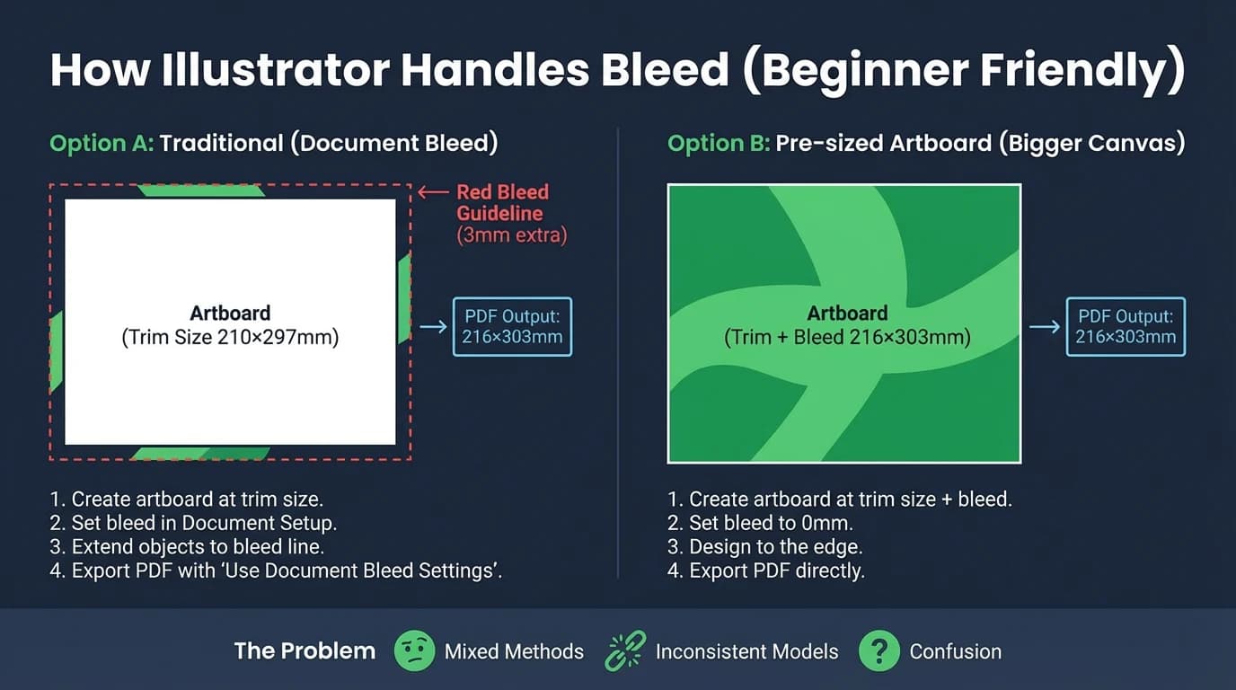 Illustrator artboard with bleed guideline